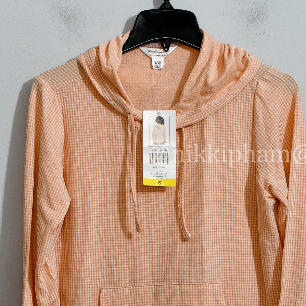NWT Weatherproof Vintage Ladies' Gingham Hoodie in pink - Picture 3 of 5